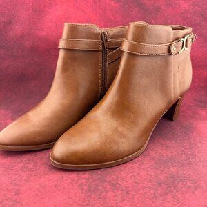 CHARTER CLUB WOMEN'S PIXXY DRESS BOOTIES BROWN ALMOND TOE BLOCK HEEL SIZE 9.5M